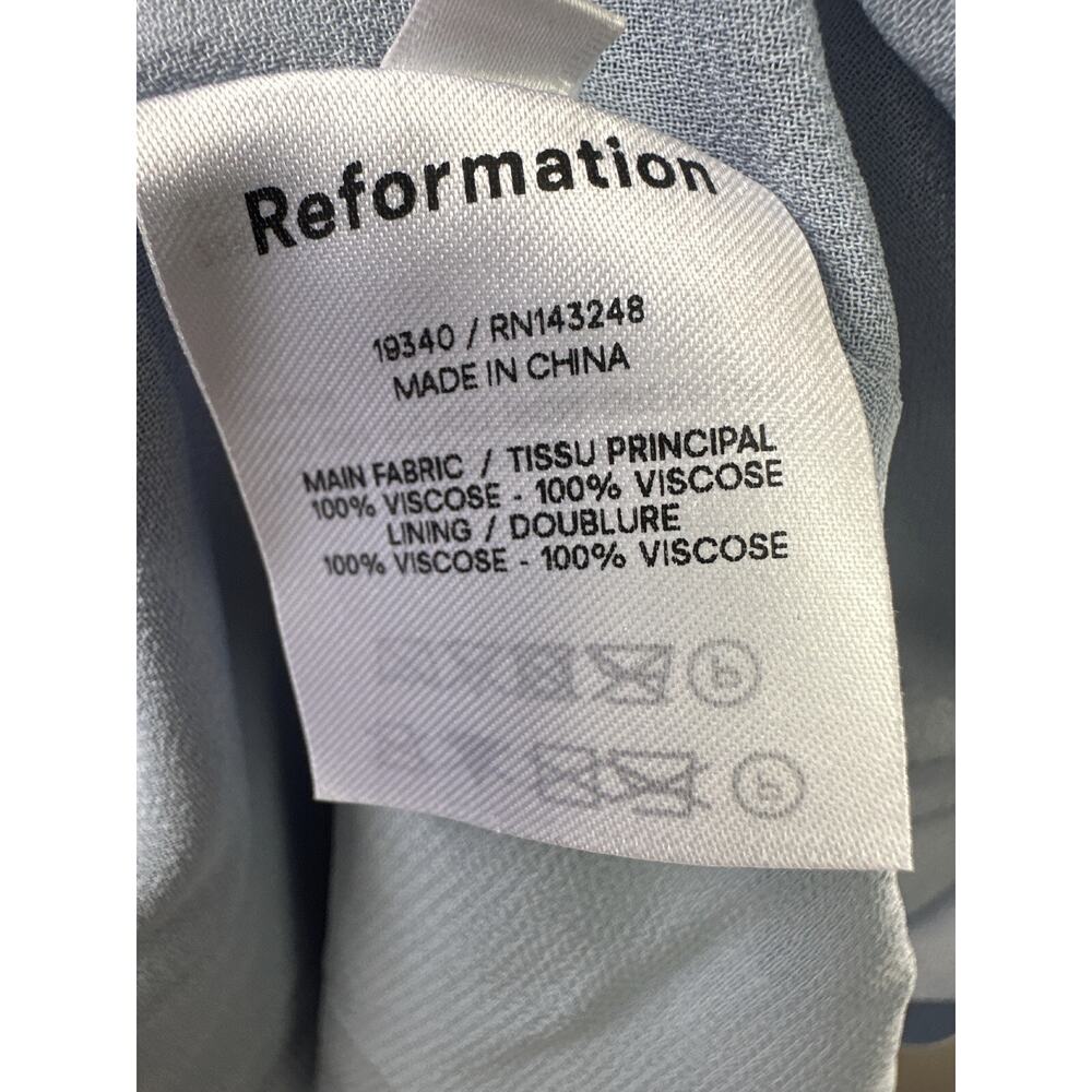 Reformation Jessy Dress Smocked Midi Dress Mineral Blue Boho Women's Size 6 - Picture 9 of 16